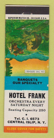 Matchbook Cover - Hotel Frank Central Islip NY