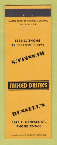 Matchbook Cover - Russell's Bar Mixed Drinks Syracuse? NY