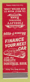 Matchbook Cover - Fidelity Industrial Bank New Britain CT