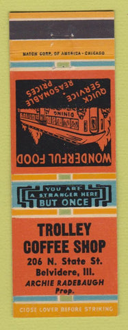 Matchbook Cover - Trolley Coffee Shop Belvidere IL Archie Radebaugh