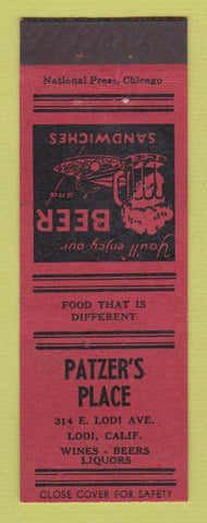 Matchbook Cover - Patzer's Place Lodi CA