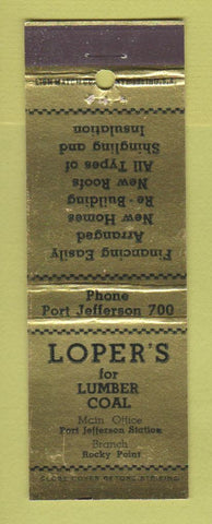 Matchbook Cover - Loper's Lumber Coal Port Jefferson NY