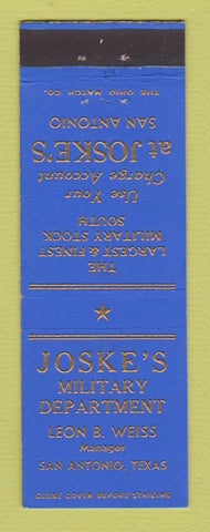 Matchbook Cover - Joske's Military Department San Antonio TX