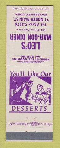 Matchbook Cover - Loe's Mar Con Diner Waterbury CT