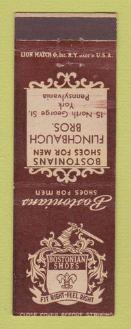 Matchbook Cover - Bostonian Men's Shoes Flinchbaugh Bros York PA WEAR