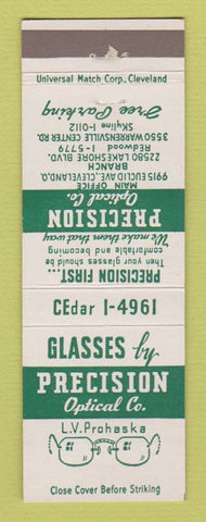 Matchbook Cover - Precision Optical Cleveland OH