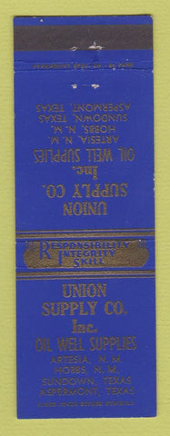 Matchbook Cover - Union Oil Well Supply Aspermont Sundown TX Hobbs Artesia NM