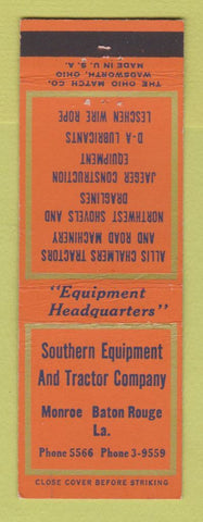 Matchbook Cover - Southern Tractors Monroe Baton Rouge LA Allis Chalmers
