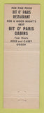 Matchbook Cover - Bit o Paris Restaurant Niagara Falls NY