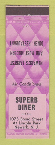 Matchbook Cover - Superb Diner Newark NJ