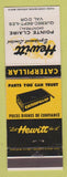 Matchbook Cover - Caterpillar Tractors Hewitt Quebec Sept Iles Val D'Or QC