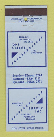 Matchbook Cover - Refrigeration Supply Seattle Spokane WA Portland OR