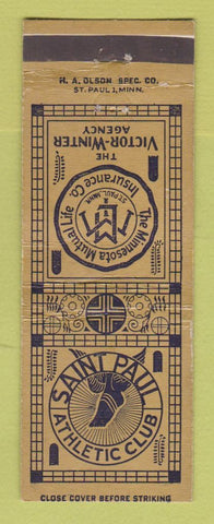 Matchbook Cover - St Paul Athletic Club MN Insurance Victor Winter WEAR