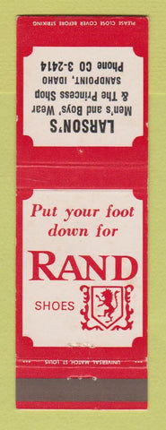 Matchbook Cover - Rand Shoes Larson's Men's Clothes Sandpoint ID