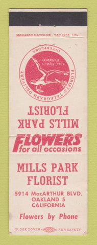 Matchbook Cover - Mills Park Florist Oakland CA