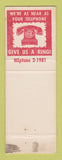 Matchbook Cover - Mills Park Florist Oakland CA