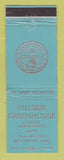 Matchbook Cover - Hillside Greenhouse Flowers West Liberty OH