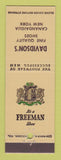 Matchbook Cover - Freeman Men's Shoes Davidson's Canandaigua NY