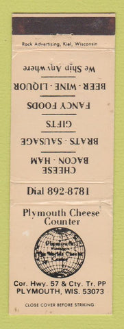 Matchbook Cover - Plymouth Cheese Counter Plymouth WI WEAR