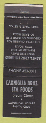 Matchbook Cover - Carniglia Bros Seafood Santa Cruz CA