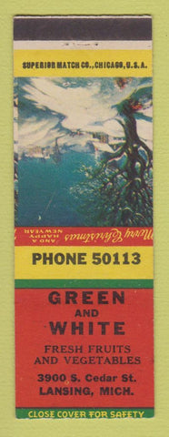 Matchbook Cover - Green and White Grocery Lansing MI Chriastmas