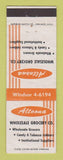 Matchbook Cover - Altoona Wholesale Grocery Store PA
