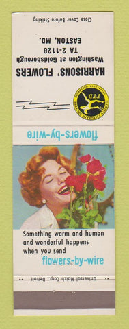 Matchbook Cover - Harrisons' Flowers Easton MD girlie