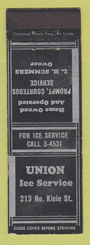 Matchbook Cover - Union Ice Service WEAR
