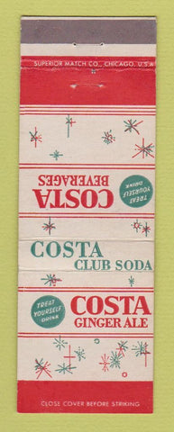 Matchbook Cover - Costa Club Soda Ginger Ale
