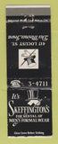Matchbook Cover - Skeffington's Men's Formal Clothes Des Moines IA WEAR