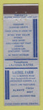 Matchbook Cover - Laurel Farm Springfield Gardens NJ fruits vegetables