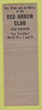 Matchbook Cover - 32nd Division Red Arrow Club Milwaukee WI