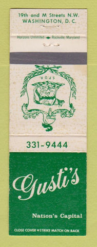 Matchbook Cover - Gusti's Restaurant Washington DC WEAR