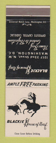 Matchbook Cover - Blackie's House of Beef Washington DC