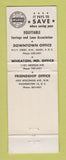 Matchbook Cover - Insured Savings Bank Washington DC Wheaton MD WEAR