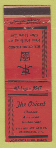 Matchbook Cover - The Orient Chinese Restaurant Washington DC WEAR