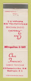 Matchbook Cover - Chez Francois French Restaurant Washington DC