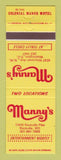 Matchbook Cover - Manny's Restaurant Rockville MD Washington DC