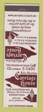 Matchbook Cover - Billy Martins Carriage House Washington DC Georgetown