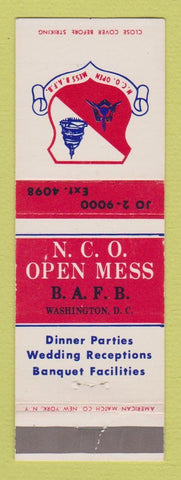 Matchbook Cover - NCO Open Mess Air Force Base Washington DC