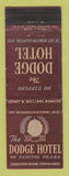 Matchbook Cover - Dodge Hotel Washington DC WORN BACK