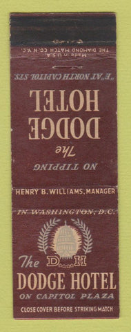 Matchbook Cover - Dodge Hotel Washington DC WORN BACK