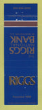 Matchbook Cover - Riggs National Bank Washington DC
