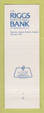 Matchbook Cover - Riggs National Bank Washington DC