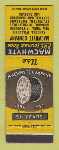 Matchbook Cover - Macwhyte Rope Kenosha WI 1947