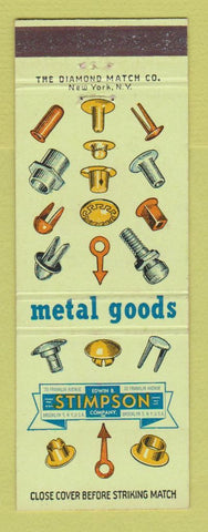 Matchbook Cover - Stimpson Metal Goods Brookly NY 1952