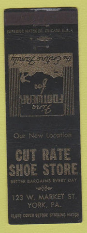 Matchbook Cover - Cut Rate Shoe Store York PA WEAR