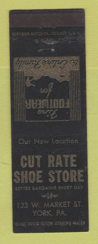 Matchbook Cover - Cut Rate Shoe Store York PA