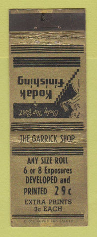 Matchbook Cover - Garrick Shop Kodak Photo Finishing Detroit MI WEAR