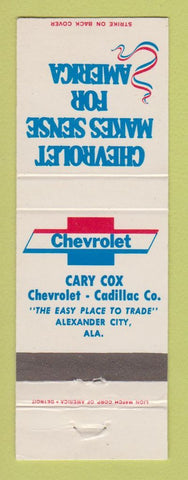 Matchbook Cover - Chevrolet Gary Cox Cadillac Alexander City AL